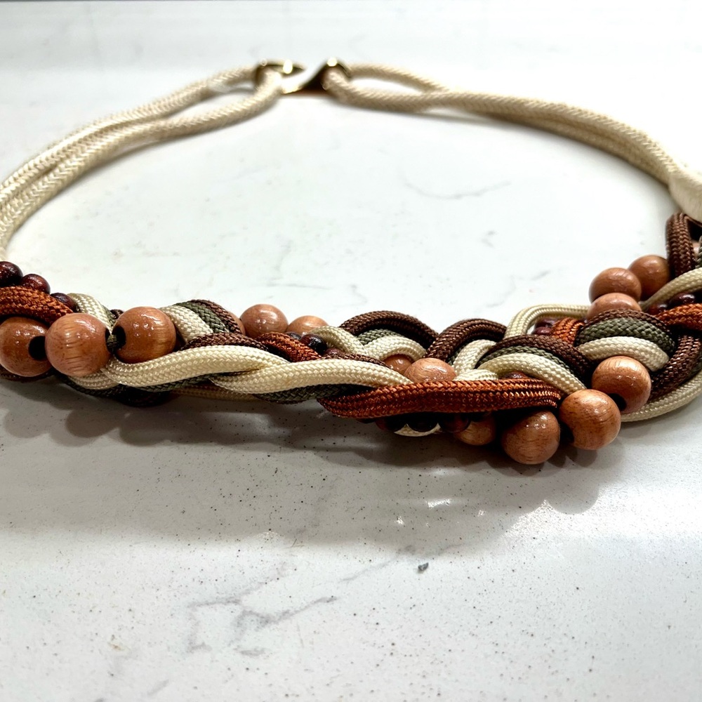 Vintage Retro Chunky Rope & Beads Woven 80s Belt